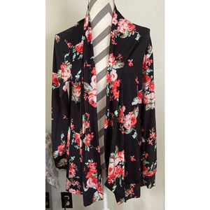 Open-Front Floral Print Cardigan L/XL
